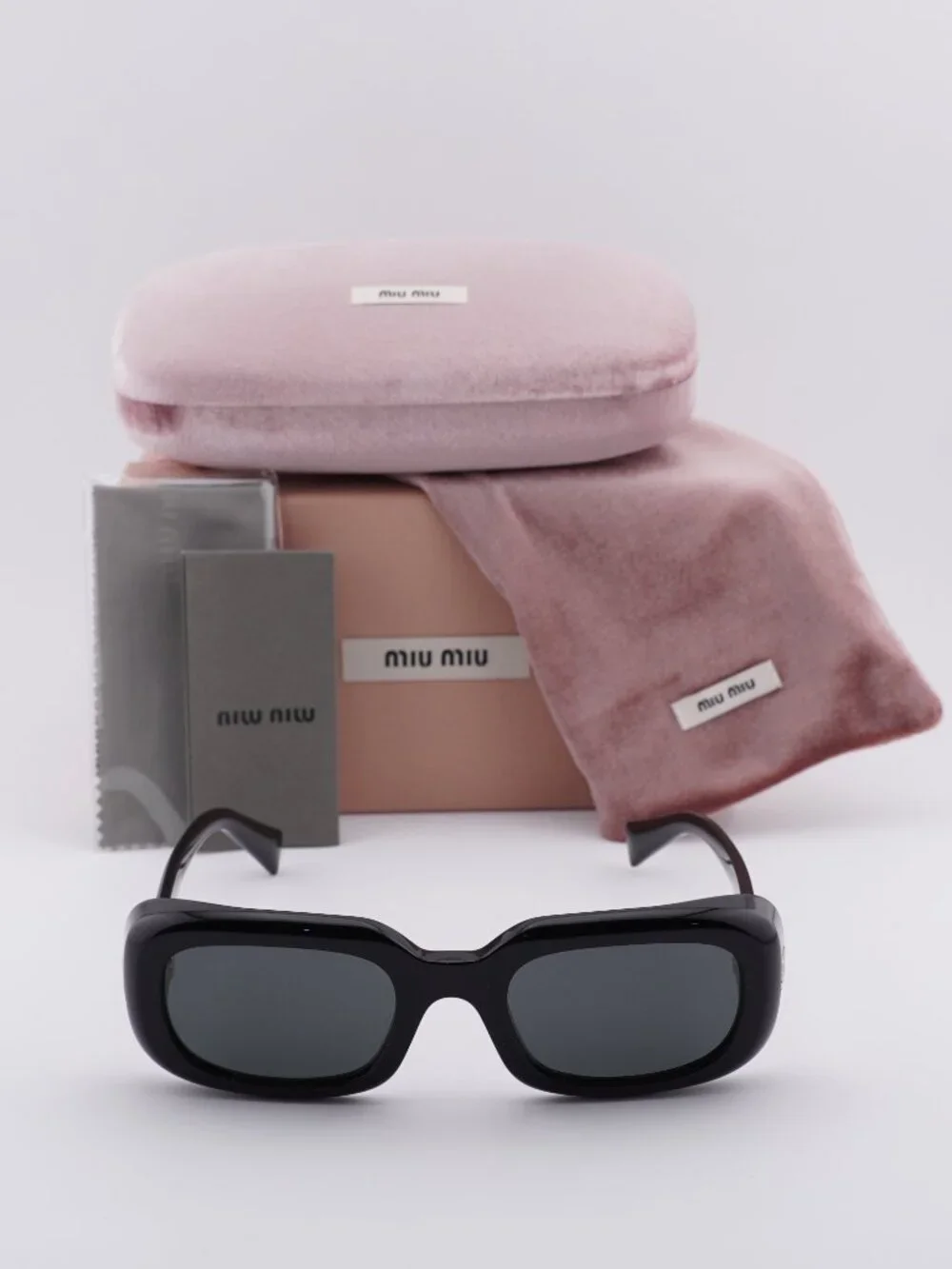 Miu Miu MUB13S 16K08Z Rectangle Sunglasses – Black\Dark Grey